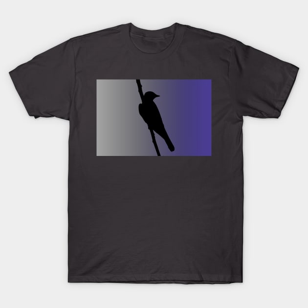 Mockingbird Silhouette on Steel Blue T-Shirt by ButterflyInTheAttic